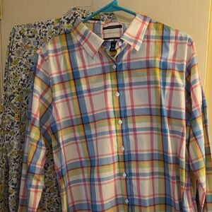Set Of Lands' End Multicolor Plaid And Floral Womens Shirts